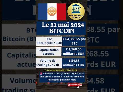 Cours pour Bitcoin le 21 mai 2024 #bitcoin#bitcoinnews#bitcointrading #bitcoins#bitcoinprice#france