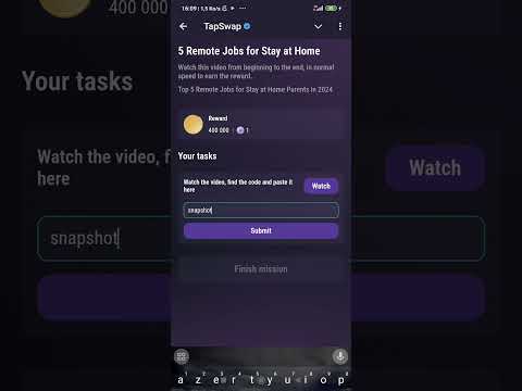 5 Remote Jobs For Stay At Home Tapswap video code | 17 September | حل كود فيديو تابسواب | #tapswap