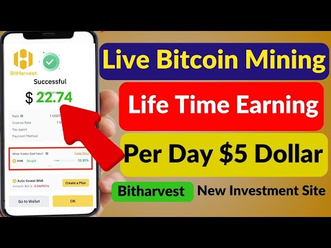 Daily 5 Dollar Earn From Bitharvest | Live Bitcoin mining site | Bitharvest Earning proof |@btc