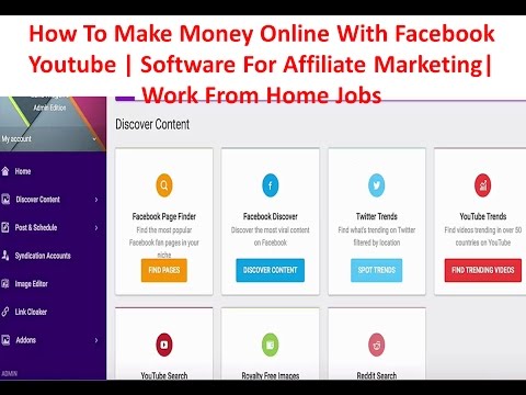 How To Make Money Online With Facebook Youtube|Software For Affiliate Marketing| Work From Home Jobs