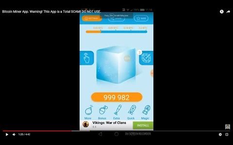Bitcoin Miner App. Warning! This App is a Total SCAM! DO NOT USE.
