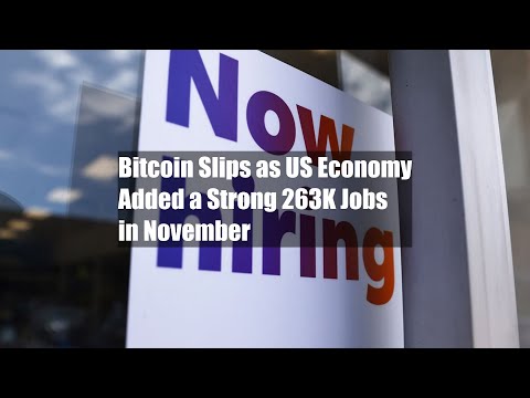 Bitcoin Slips as US Economy Added a Strong 263K Jobs in November