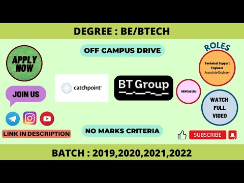 BT GROUP | CATCH POINT | BE/BTECH | 2019-2022 | 2023 OFF CAMPUS JOBS #applynow